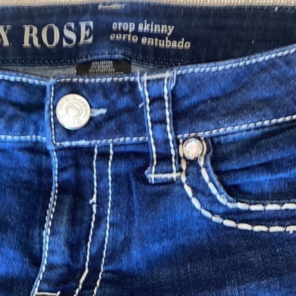 KNOX ROSE Beautiful low cut jeans, crop skinny pants, with rhinestones , size 8 - Picture 4 of 8